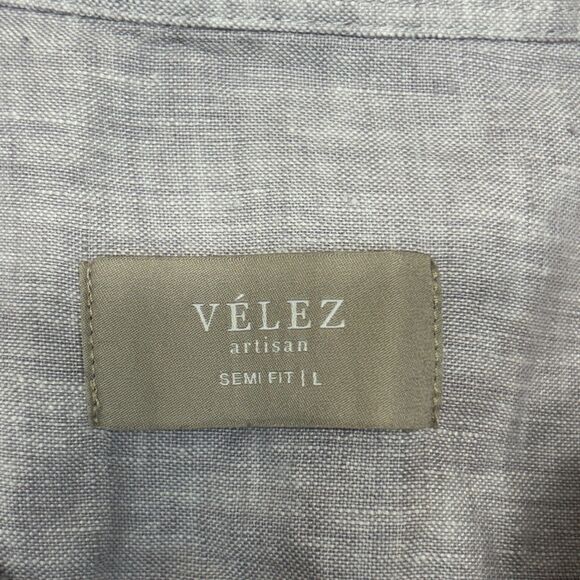 Velez Artisan Men 100% Linen Button Shirt Top Size Large Semi Fit D034 -23 - Picture 6 of 16